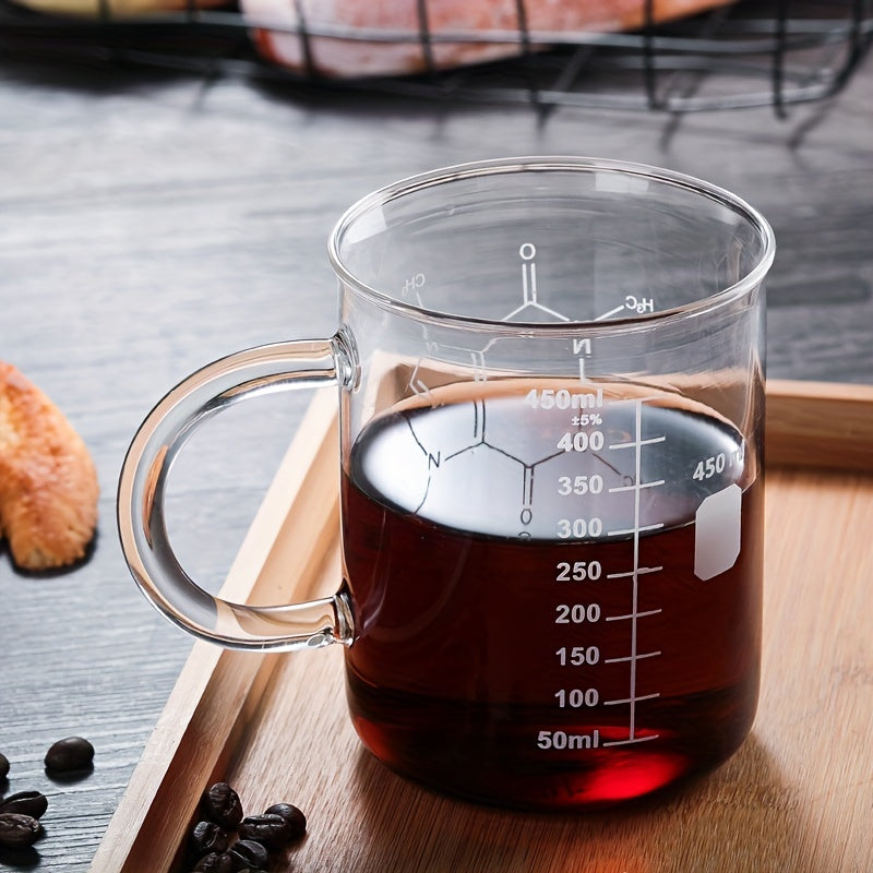 1pc, Large Heat-Resistant Borosilicate Glass Coffee Mug with Measurement Marks - Perfect for Summer Drinks, Teacher Appreciation Gifts, and Everyday Use - 15.22oz Capacity, Durable, and Dishwasher Safe