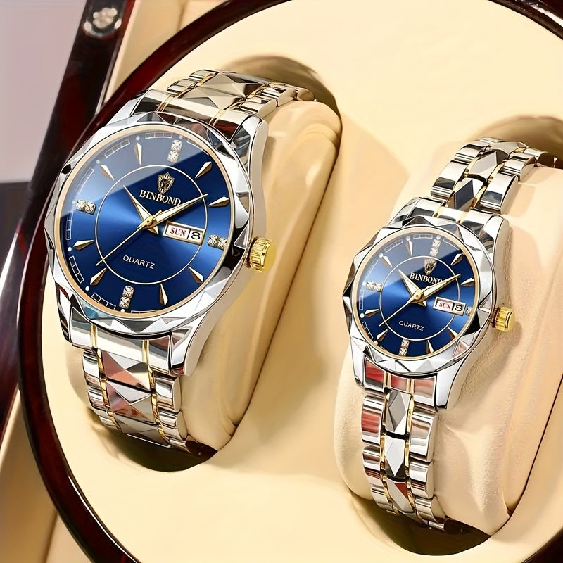 2pcs/set, Business Double Calendar Waterproof Men's Watches Set, Valentine's Day Gift