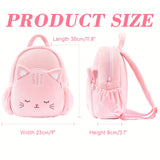 1pc Pink Cat-Shaped Toddler Backpack, Polyester Fiber, Cute Cartoon Animal Design, Soft Kids School Bag, Perfect Gift for Children, Party Favor, Holiday Decor - 11 Inches