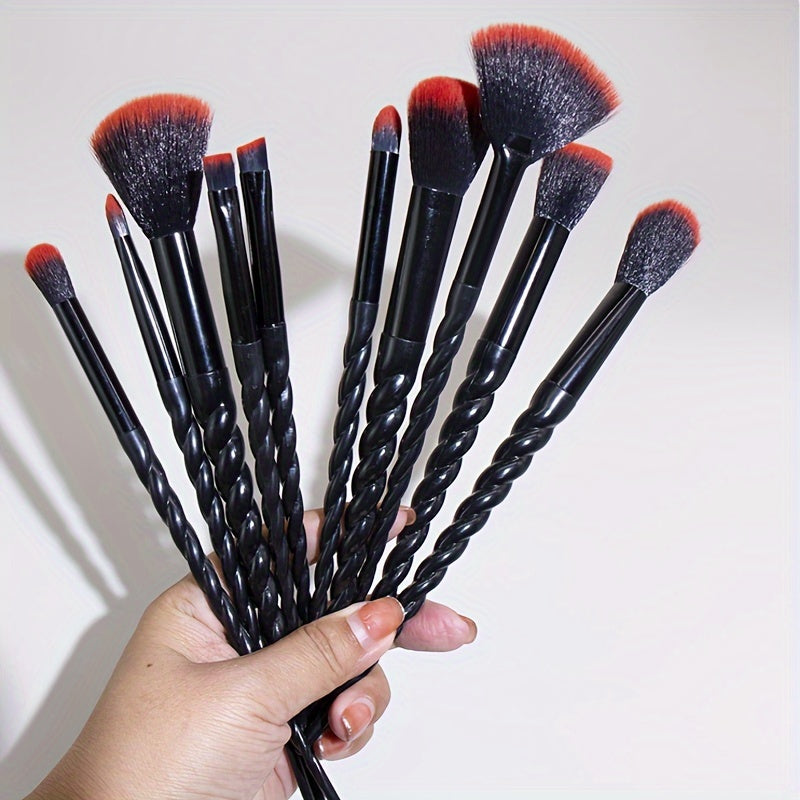 Professional Makeup Brush Set, 10pcs Full Face Eye Makeup Brush Set For Beginners, Complete Cosmetic Tools With 2pcs Makeup Puff Blender