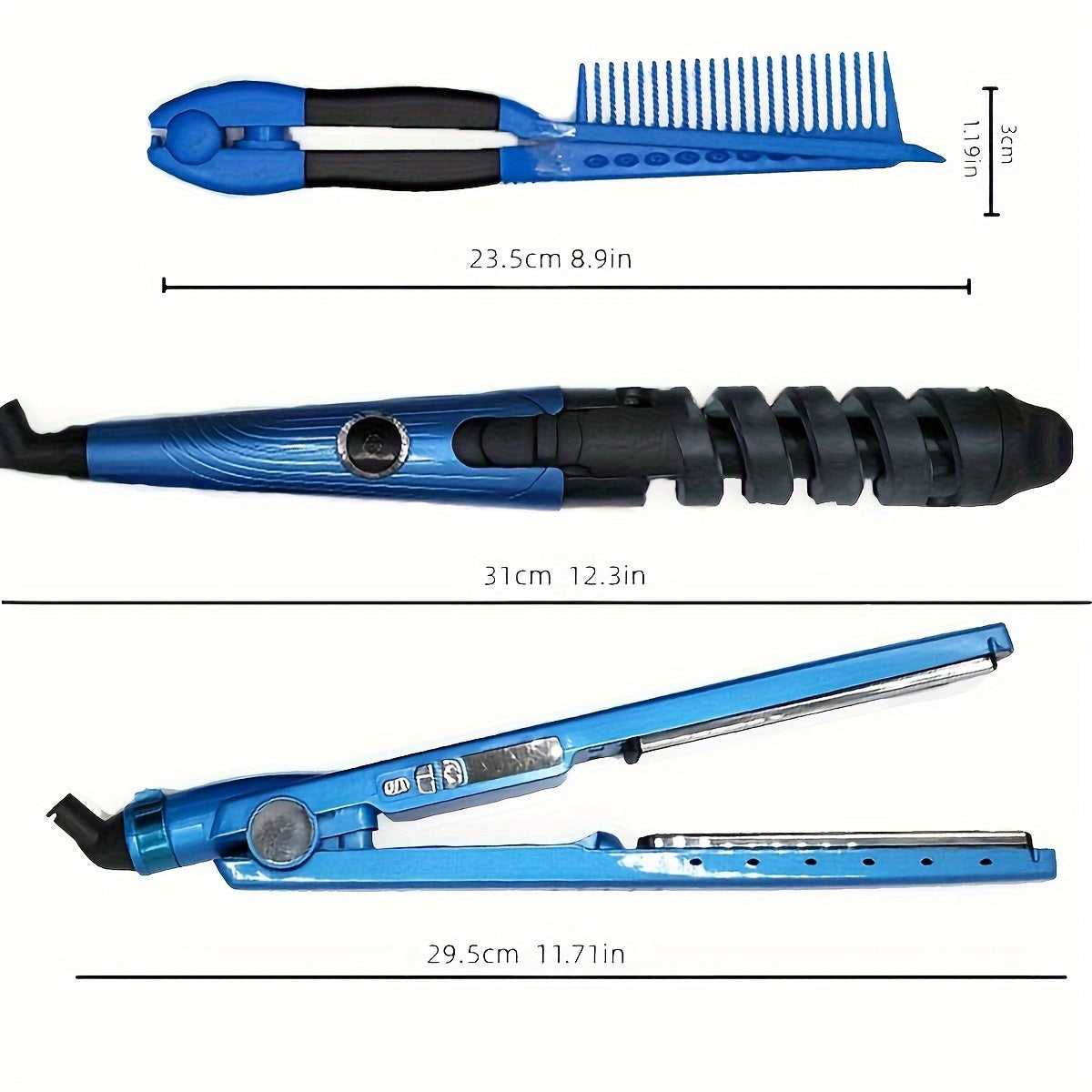 Hair Curling Stick Set, Professional Spiral Hair Curling Wand, Professional Hair Straightener Flat Iron, Hair Straightening Comb