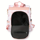 New Chinese Style Silvery Butterfly Print Bag for Women PU Soft This Year's Popular Versatile Single Shoulder Double Shoulder Handbag Trendy Anti-theft School Bag Large Capacity Simple Commuting Outdoor Travel Work Women's Ba