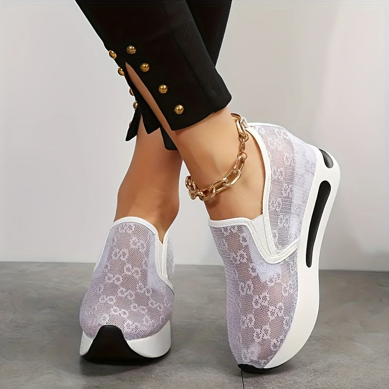 Women's Running Shoes, Mesh Breathable Lightweight Versatile Classic Embroidery Sport Shoes
