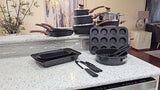 Mix Patio Pots And Pans Set Nonstick, 12/17/30 Pieces Induction Kitchen Cookware Set, Granite Coating Cooking Pans Set (Black, Green)