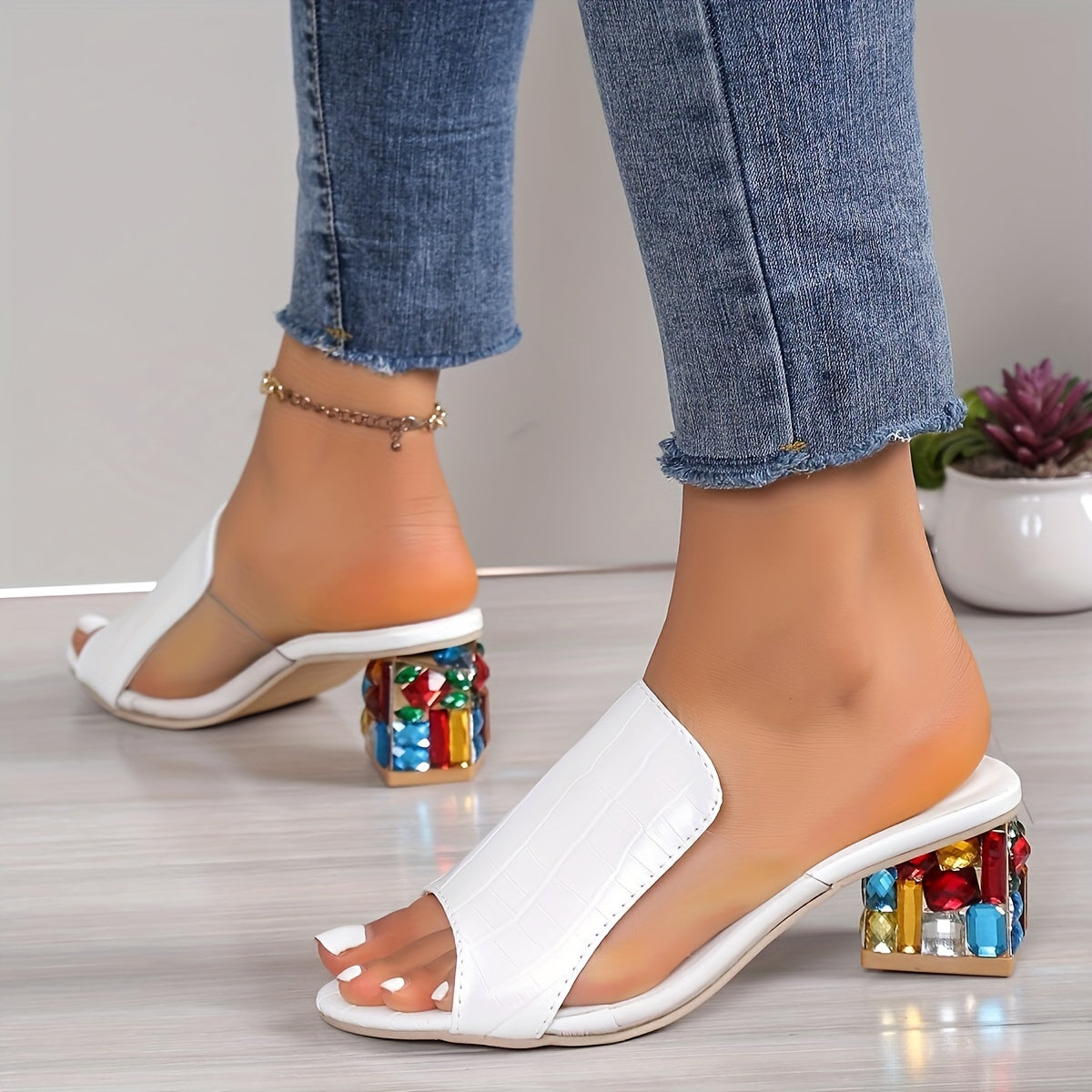 Women's Trendy Chunky Heel Sandals - Fashion Open Toe Dress Pumps, Stylish Slip On Heels - For Women - Perfect for Parties & Evening Events - Ideal Gift for Fashionistas