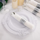 350PCS Silver Plastic Plates&Pre Rolled Napkins for 50 Guests, Plastic Dinerware Set 100 Silver Disposable Plates, 150 Silver Silverware, 50Cups and 50Napkins for Wedding&Party