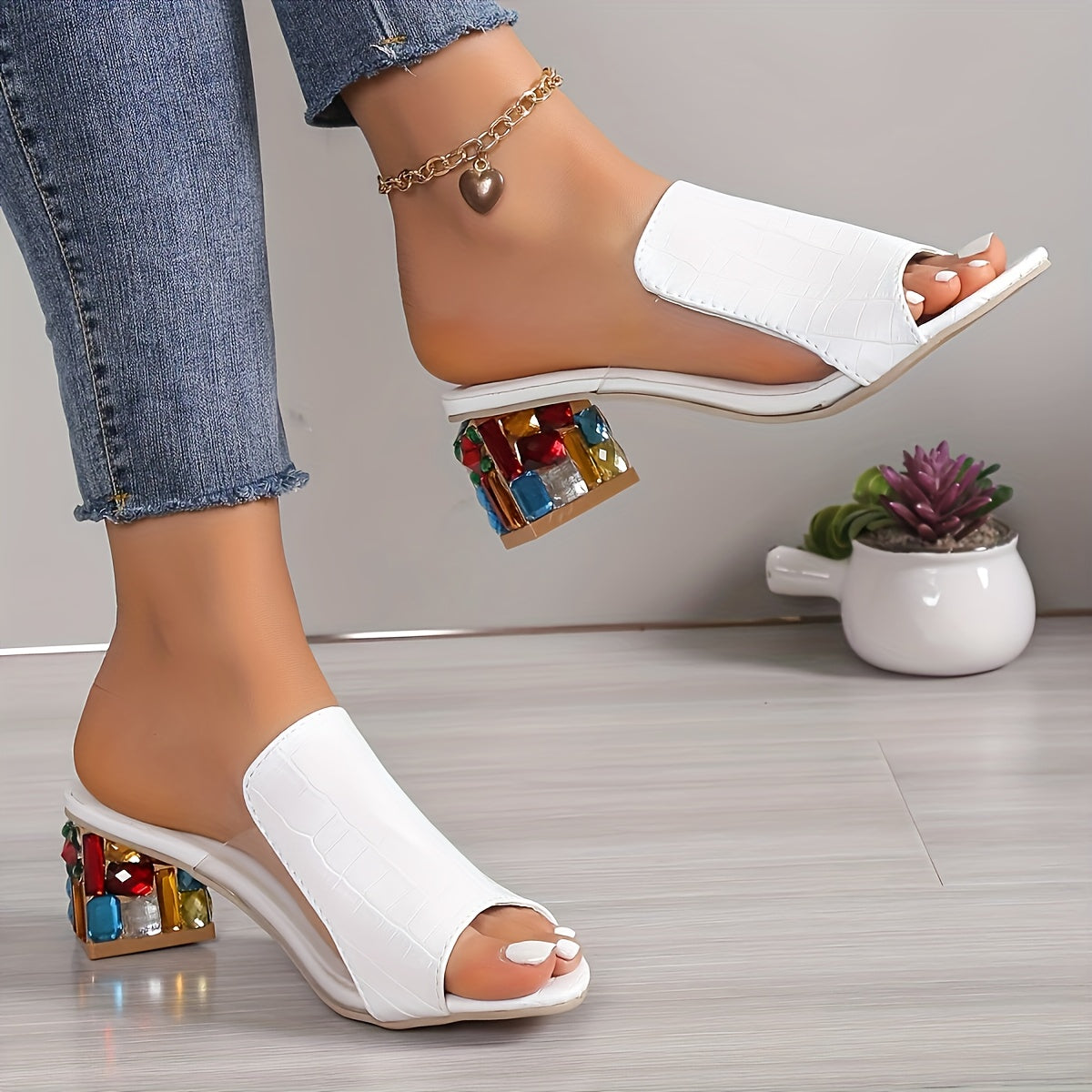 Women's Trendy Chunky Heel Sandals - Fashion Open Toe Dress Pumps, Stylish Slip On Heels - For Women - Perfect for Parties & Evening Events - Ideal Gift for Fashionistas