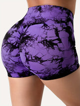 6pcs Vibrant Tie-Dye High-Waist Yoga Shorts for Women - Scrunch Butt Lifting, Seamless Booty Biker Shorts with Side Pockets, Stretchy & Breathable Nylon Blend, Perfect for Gym & Fitness Enthusiasts, Workout Accessories
