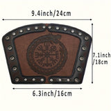 5Pcs Set Viking Fenrir Embossed Buckle Belt and Belt Bag with Viking Warrior Chest Armor and Viking Vegvisir Embossed Bracer, Retro Renaissance Faux Leather Warrior Set for Ren Faire