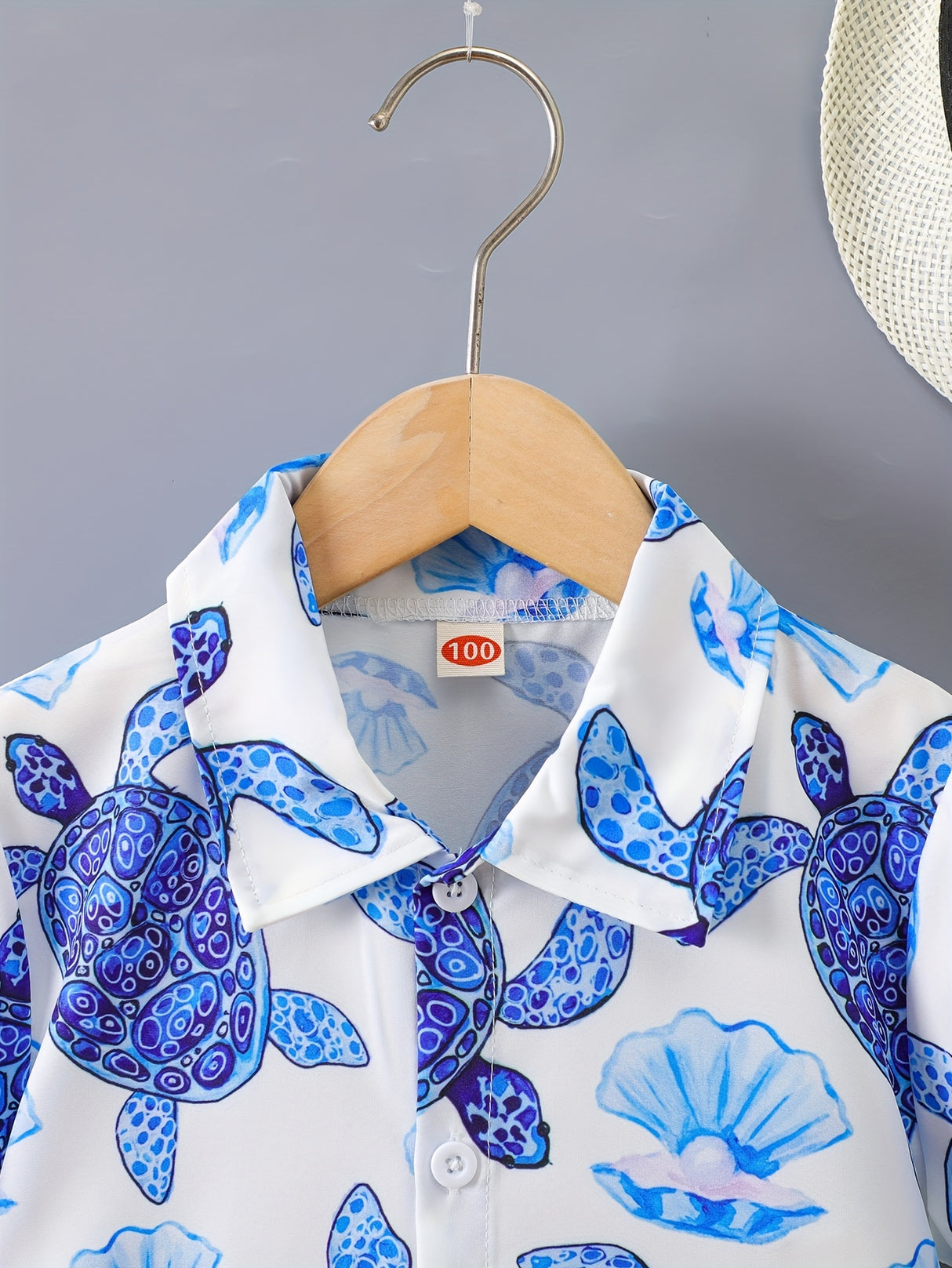 Hawaiian Holiday Turtle And Shell Print Boys Creative Shirt, Casual Short Sleeve Lapel Shirt Tops, Boys Clothes For Summer Outdoor