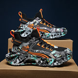 Shock-absorbing Breathable Graffiti Blade Type Men's Lace-up Sneakers - Running Shoes