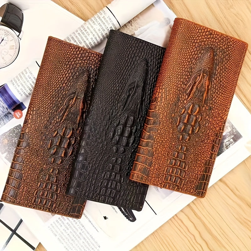 1pc Faux Leather Retro Clutch Bag, Classic Trendy Three-Fold Long Wallet