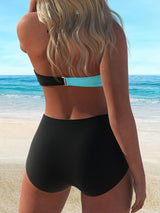 [Color Blocked Bikini] Two-piece Color Blocked Bikini Swimsuit - New European And American Cross Split Swimsuit For Women