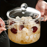 Rust-Resistant Clear Glass Cooking Pot with Lid - Durable Borosilicate Glass, Ideal for Open Flame & Electric Ceramic Stoves, Perfect for Vegetable Production & Soup Stew Cooking, Easy to Clean & Heat Resistant