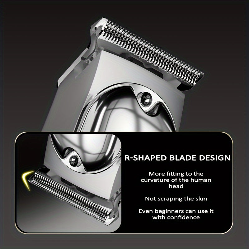 2pcs/Set Professional Hair Clipper Set, USB Rechargeable Electric Razor Fine Cutter Beard Trimmer Razor Cordless Hair Cutting Machine For Men