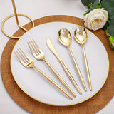 50pcs, Golden Plastic Silverware, Luxury Golden Plastic Cutlery, Heavy Weight Golden Plastic Flatware, Golden Utensils Set Disposable Include Golden Forks, Golden Spoons, Golden Knives For Party