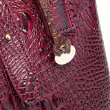 Luxurious Crocodile Embossed PU Tote Bag - Removable Strap, Buckle Closure, Edge Painted - Classic Womens Office and Work Purse for Trendy Ladies