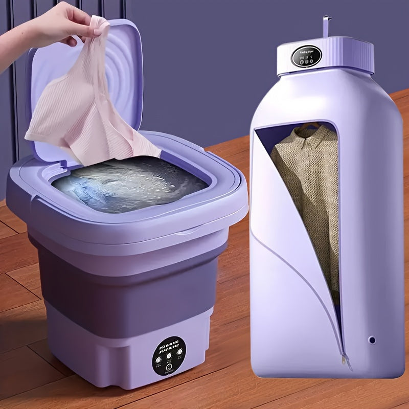 A Portable Washing Machine + A Portable Clothes Dryer, A Total Of Two Washing And Drying Sets, Folding Mini Small Washing Machine, Storable Portable Dryer, Home, Travel, Car, Dormitory And Apartment, Simple To Use And Does No