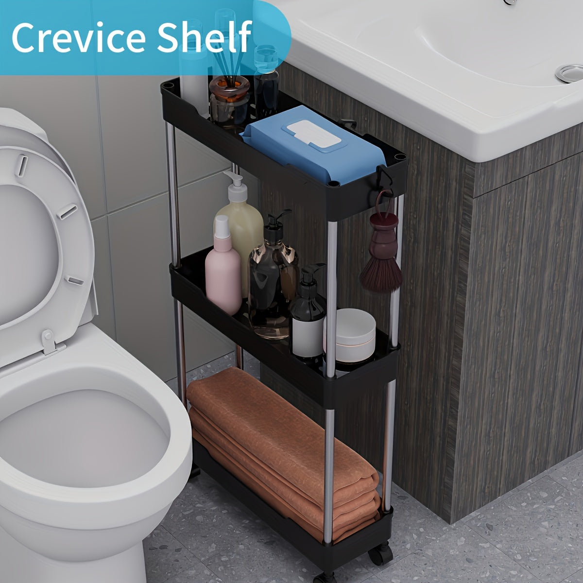 1pc 3/4 Layers Rolling Storage Cart - Spacious and Adjustable Storage Capacity, Versatile and Convenient, Easy-to-Move and Portable, Compact and Space-Saving Design - Ideal for Organizing Bathroom Essentials, Perfect for Stor