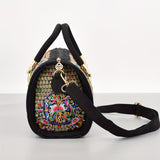 Vintage Embroidered Boston Bag, Retro Bohemian Tote Bag, Women's Ethnic Style Handbag & Purse