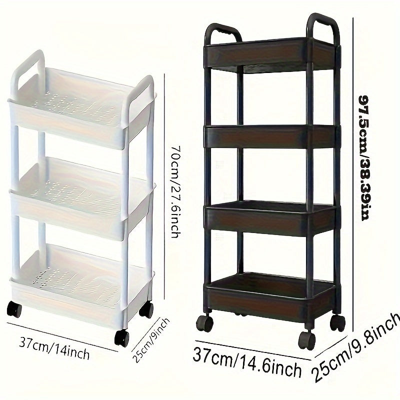 1pc Compact Storage Cart - Versatile Floor Storage for Snacks, Books, Bathroom Essentials, and Kitchen Utensils with Wheels - Perfect for Home Organization and Decluttering, Essential Storage Supplies