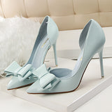 [High Heels for Wedding Party Women] Women's Elegant Bowknot Decor Stiletto Heels, FashionPointed-Toe Pumps, Cut-Out Side Design Heels, Wedding Party Prom High Heels For Women