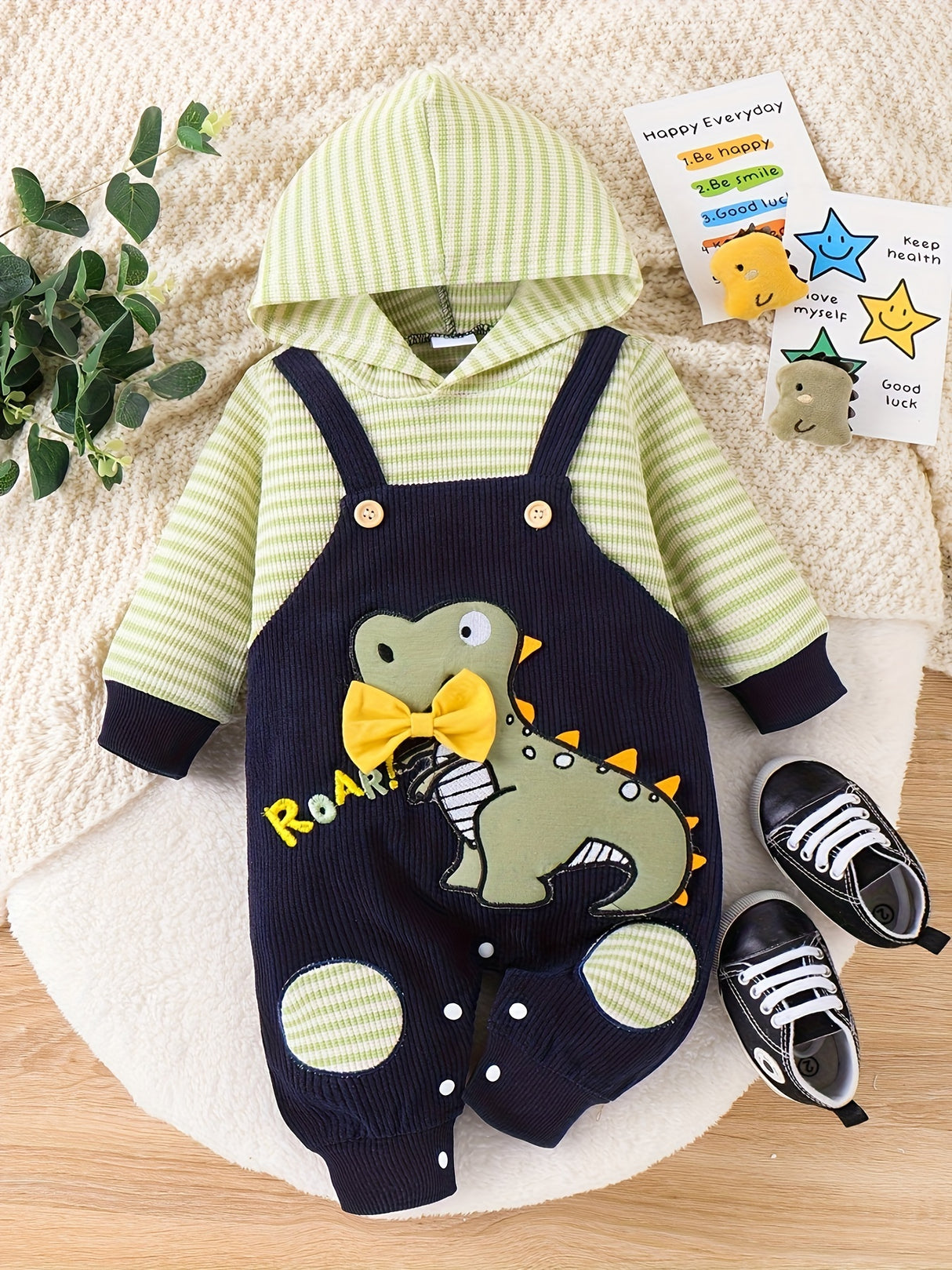 Baby Boy Clothes Newborn Outfits Infant Fall Winter Long Sleeve Cartoon Romper Bodysuit+ Pocket Pants Set 0 Months-18 Months, for Outdoor