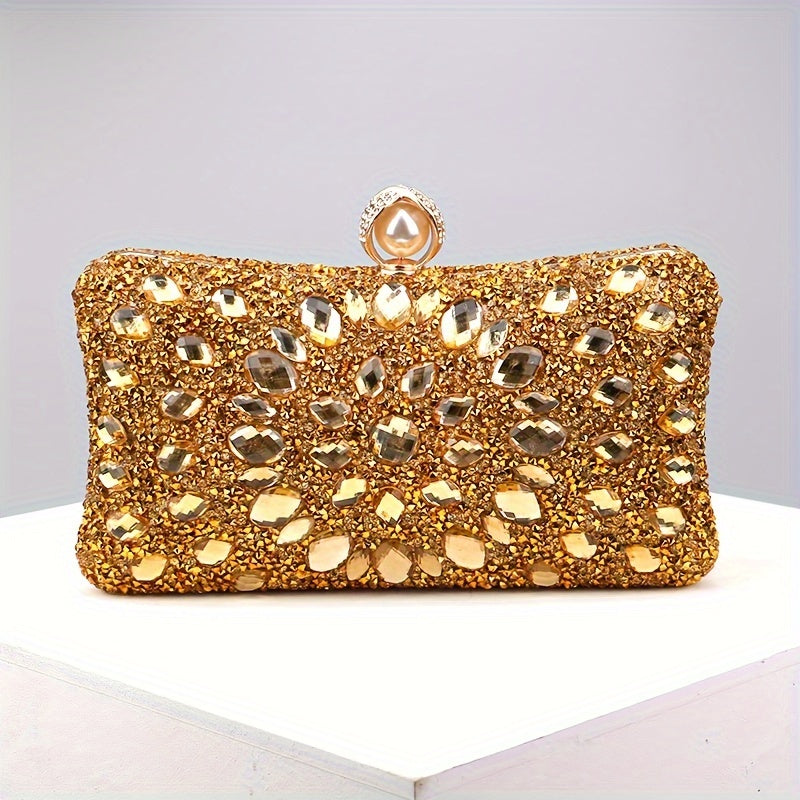 Luxury Evening Clutch Bag, Dual-Sided Multi-Color Fashion Glitter Purse, For Women, Party Wedding Banquet, Versatile Chain Shoulder Bag