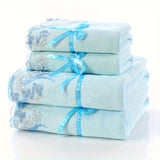 4pcs Luxury Lace Embroidered Towel Set - Ultra-Soft, Quick-Dry Microfiber, Durable & Decorative - Hotel-Grade Bath Linen for Home - Includes 2 Bath Towels & 2 Hand Towels, Premium Bathroom Essentials