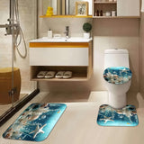 1/4pcs Ocean Breeze Blue Coral Print Shower Curtain Set - Water-Resistant, Non-Slip, Decorative Bathroom Essentials With 12 Hooks - Polyester, Unlined, Grommet Top, Woven Weave, All-Season Bathroom Accessories For Home Decora