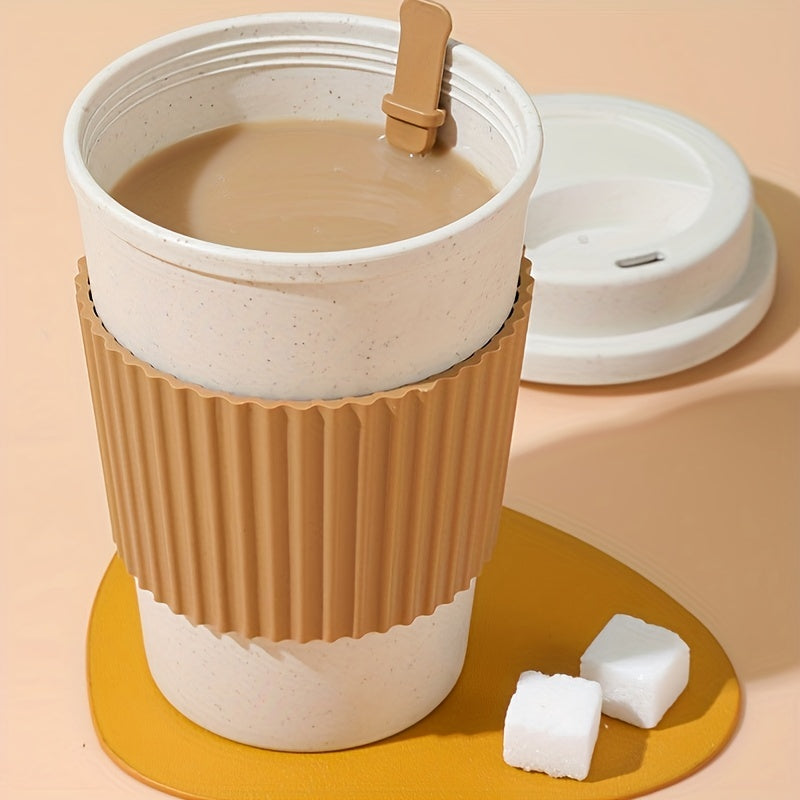 1pc 21oz Portable Reusable Coffee Cup, Travel Wheat Straw Fiber Mug for Restaurant, Hotel, Commercial, Outdoor, Office, Home, Car Use - 4 Colors Available