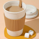 1pc 21oz Portable Reusable Coffee Cup, Travel Wheat Straw Fiber Mug for Restaurant, Hotel, Commercial, Outdoor, Office, Home, Car Use - 4 Colors Available