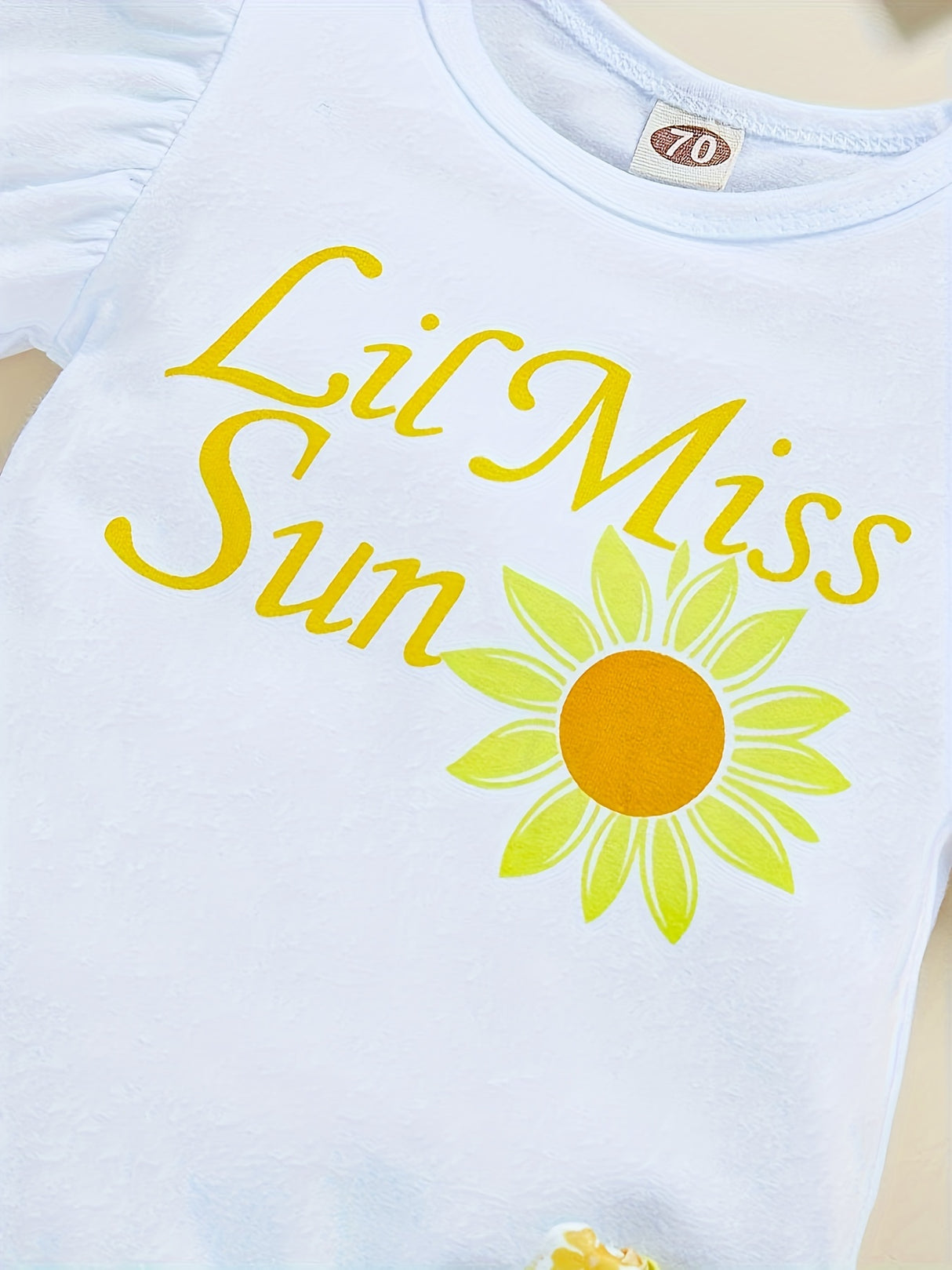 3pcs Baby Girl Summer Outfit: "Little Miss Sunshine" Ruffle Short Sleeve Romper, Floral Shorts & Matching Headband - Cotton Blend, Machine Washable, Casual Baby Clothing | Ruffled Baby Romper | Comfortable Babywear, Baby Girl