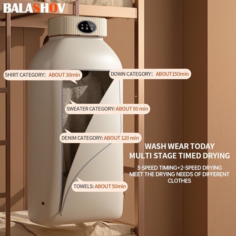 Portable Clothes Dryer, Mini Dryer Machine With Timing Function Equipped - Compact And Convenient Drying Solution For Apartment, Dorm, RV - Quick And Easy To Use Compact Dryer Machine With Dryer Bag For Delicate Garments, Und