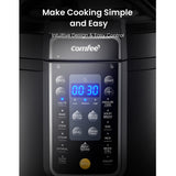 COMFEE’ 9-in-1 Electric Pressure Cooker 13 Presets Instant Multi Cooker Olla de Presion Slow Cooker Rice Cooker Steamer Sauté Yogurt Maker Non-Stick Pot 6 Quart Black, Aluminum