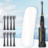 Acoustic Electric Toothbrush IPX8 Waterproof USB Rechargeable Couple Replaceable Metal Shaft Adult Men And Women With Toothbrush Seat With Suitcase Rechargeable Toothbrush Intelligent Timer 8 Replacement Brush Head 5 Colors