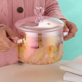 2 Pack -1500ml/50.7oz - Household Pink Double Ear Glass Pot, Double Handle Soup Health Pot, Electric Pot For Soup, Open Fire Stew Pot, Innovative Pink Glass Pot - Pink Girl Cute Cooking Pot