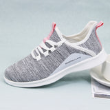 Women's Casual Slip-on Sneakers, Lightweight Lace Up Running Shoes, Knitted Low Top Sneakers
