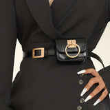 Womens Stylish Black PU Belt Bag - Trendy Crossbody & Waist Purse - Versatile Fanny Pack, Evening Clutch, Mini Handbag - Detachable, Adjustable, Secure - Fashion Accessory for Chic Style