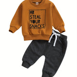 Toddler Boys 2PCS Pants Sets Long Sleeve Letter Print Sweatshirt Tops and Drawstring Pants Sets