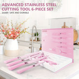 6-Piece Kitchen Knife Set - Ultra-Sharp Stainless Steel Blades with Non-Stick Coating, Dishwasher Safe - Includes 4 High-Quality Knives, Scissors, and Grater for Professional Chefs