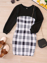 Trendy Girl's 2pcs, Plaid Pattern Sundress & Crop Sweatshirt Set, Casual Outfits, Kids Clothes For Spring Autumn