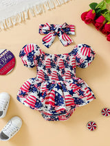 Baby Girl My 1st 4th of July Outfits, Baby Girl American Flag Print Romper 4th of July Baby Girl Outfits