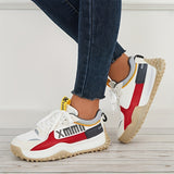 Women Thick Sole Shock Absorption Chunky Sneakers, Wear Resistance Lace Up Sport Shoes, Casual Versatile Breathable Comfortable Running Shoes