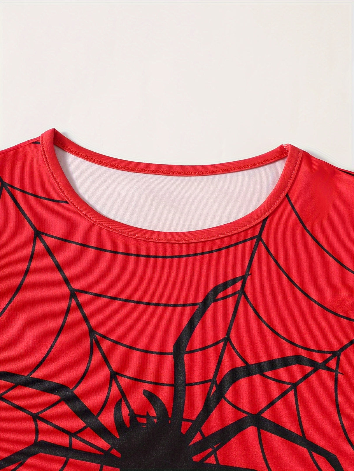 4pcs Youngsters' Spider Graphic Polyester Casual Outfit Set - Spring/Summer Knit Fabric Animal Pattern T-Shirt and Shorts with Skinny Fit for Boys, for Outdoor, Short-sleeved Suit, Youngsters's Summer Sports, Boys' Clothes, P