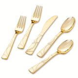 75 Pcs Golden Silverware - Golden Cutlery Set - Disposable Flatware Dinnerware Includes 25 Golden Forks, 25 Golden Spoons, 25 Golden Knives Utensils For Party, Birthday, Wedding, Reuse After Washing Hands