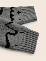 Cute Cats Pattern Knitted Sweater, Men's Casual Warm Slightly Stretch Crew Neck Pullover Sweater For Men Fall Winter