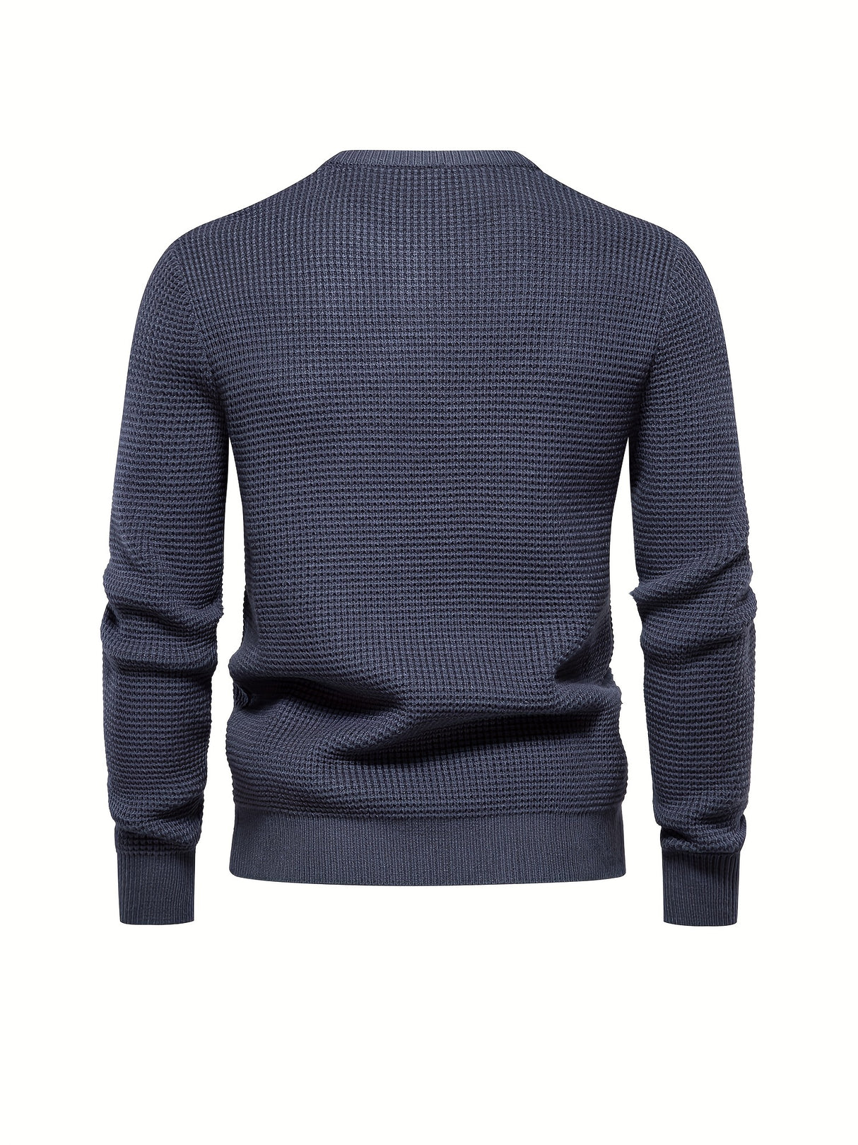 All Match Knitted Solid Sweater, Men's Casual Warm Slightly Stretch Crew Neck Pullover Sweater For Men Fall Winter