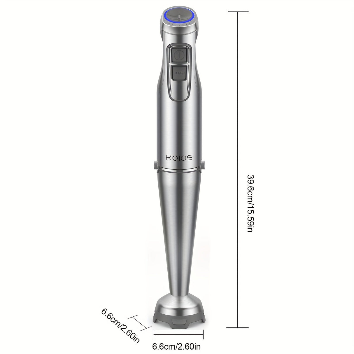 KOIOS Immersion Hand Blender, Stainless Steel Stick Blender with 12-Speed & Turbo Mode 1100W Motor, 5-in-1 Handheld Blender with 600ml Mixing Beaker with Lid, 500ml Chopper, Whisk, Milk Frother
