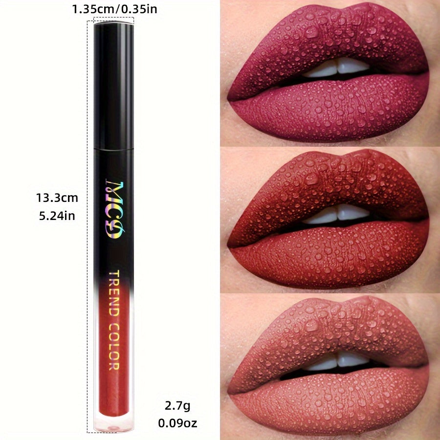 1pc, Non-Sticky Lasting Lip Glaze, Matte Lip Mud, High Pigment Liquid Lipsticks Lip Gloss, Ideal Mardi Gras Festival Party Makeup, With Black Green Blue White Glossy Pink Highlighter Rose Brown Purple Tones